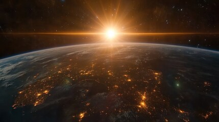 Fototapeta premium Earthrise sunrise space exploration night lights