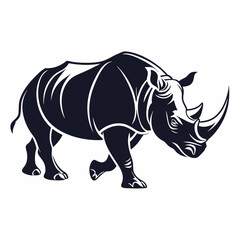 Obraz premium Rhinoceros black silhouette icon vector
