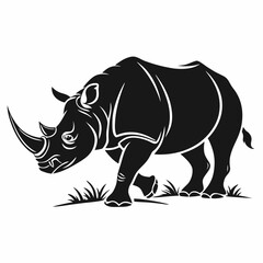 Rhinoceros black silhouette icon vector