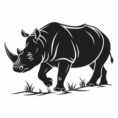 Obraz premium Rhinoceros black silhouette icon vector
