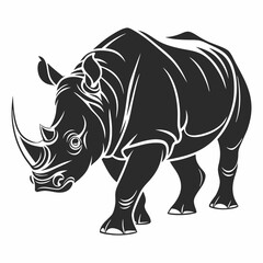 Fototapeta premium Rhinoceros black silhouette icon vector