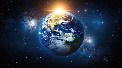 Fototapeta premium Earth, sunlit, space, galaxy, nebula, background, cosmic, planet, global, environmental