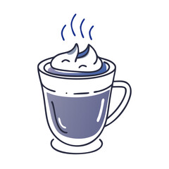 Cappuccino with foam icon in flat style with muted colors