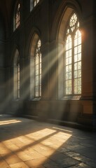 Obraz premium Sunlight streaming through church windows illuminating the sacred space with warmth and tranquility