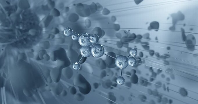 Looped video of Isobutylene, hydrocarbon, rotating molecular 3D ball-and-stick model