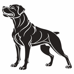 Rottweiler black silhouette icon vector