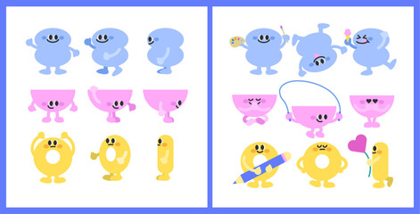 Obraz premium 귀여운 기본 도형 캐릭터