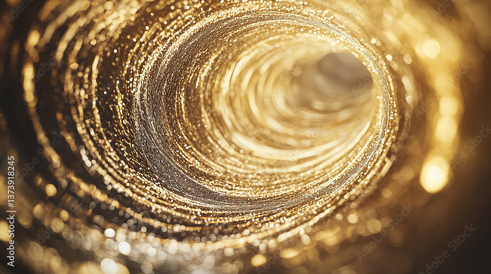Aufkleber a glimpse into the golden vortex: an abstract, captivating image of a golden tunnel that seems to gl