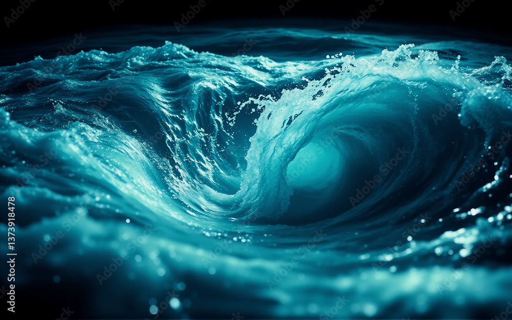 Aufkleber a powerful ocean wave is captured mid-curl, showcasing its raw energy as it crests and splashes. dee