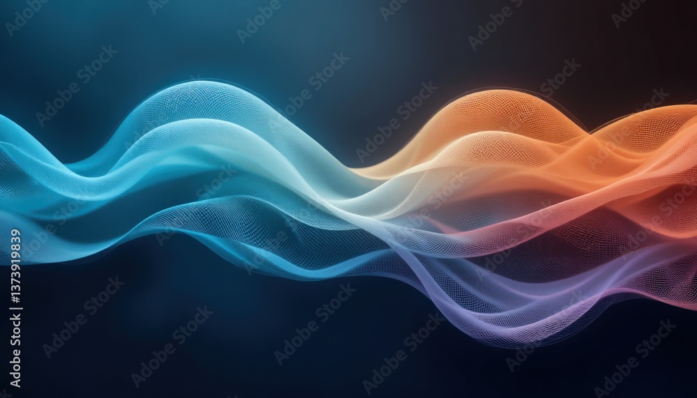 Poster flowing waves of colorful light patterns digital art abstract design cosmic environment close-up vie