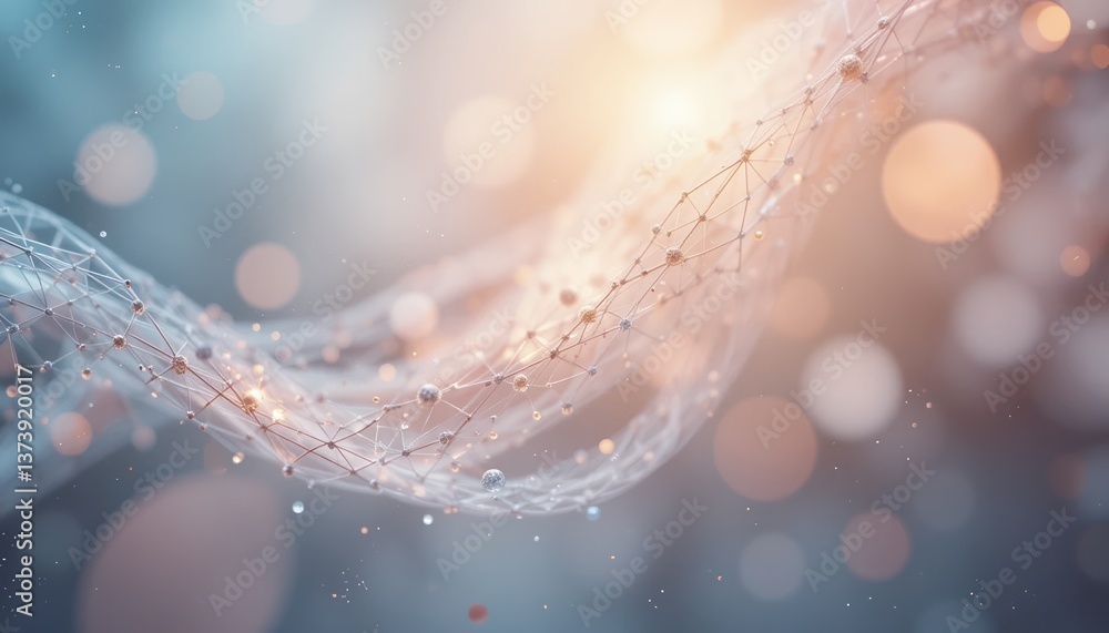 Poster dynamic flow of particles and light abstract environment digital art ethereal background close-up vi