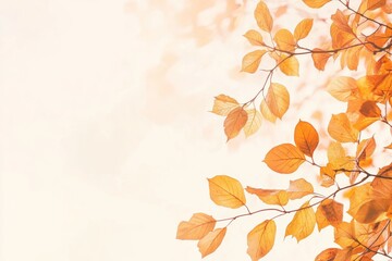 serene autumn landscape with warm, golden leaves and a minimalist background, leaving ample space for text watercolor aesthetics