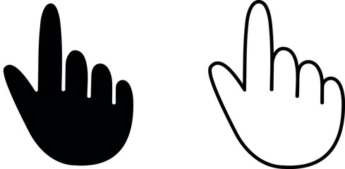 Index finger line icon, hand cursor click set, EPS10. Vector illustration on white background