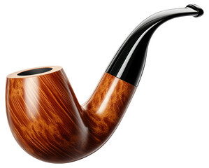 PNG Classic wooden smoking pipe with a curved black stem
