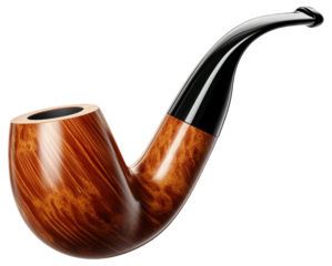 PNG Classic wooden smoking pipe with a curved black stem