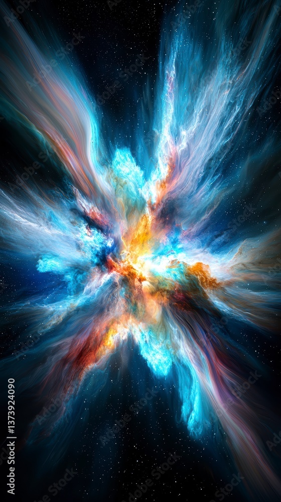 Poster cosmic explosion of color outer space digital art stellar environment abstract viewpoint universe co
