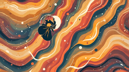 Geometric abstract illustration with contrasting colors.