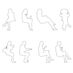 vector illustration of a set of people silhouettes