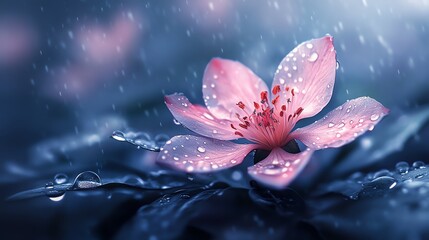 delicate bloom immersed in rain, with every raindrop forming a tiny lens that reveals the hidden marvels of nature s intricate designs