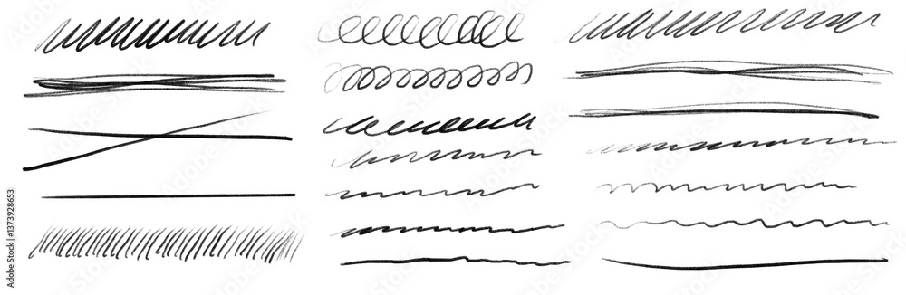 Aufkleber sketchy black arrows with dynamic curves and twists. hand-drawn marker style elements for highlight 