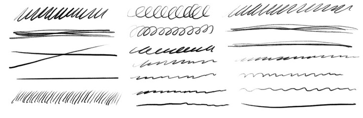 Sketchy black arrows with dynamic curves and twists. Hand-drawn marker style elements for highlight and direction on transparent background