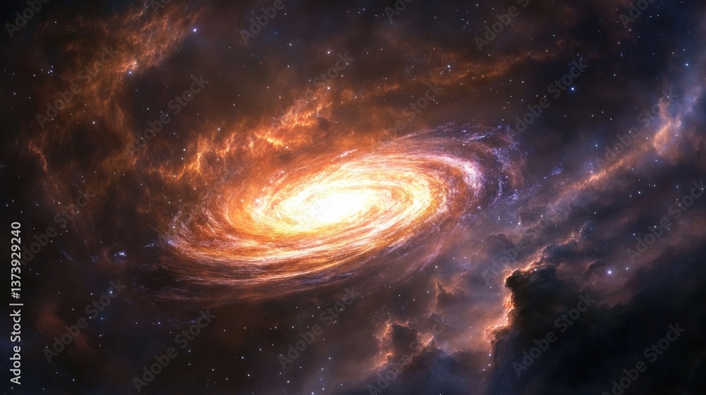 Poster a deep-space telescope capturing an ancient galaxy from the early universe, glowing with primordial 
