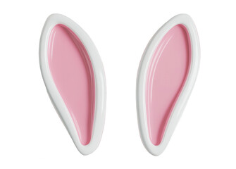 Fototapeta premium 3D render of Easter bunny ears on a white background, with a pink and white color scheme, png