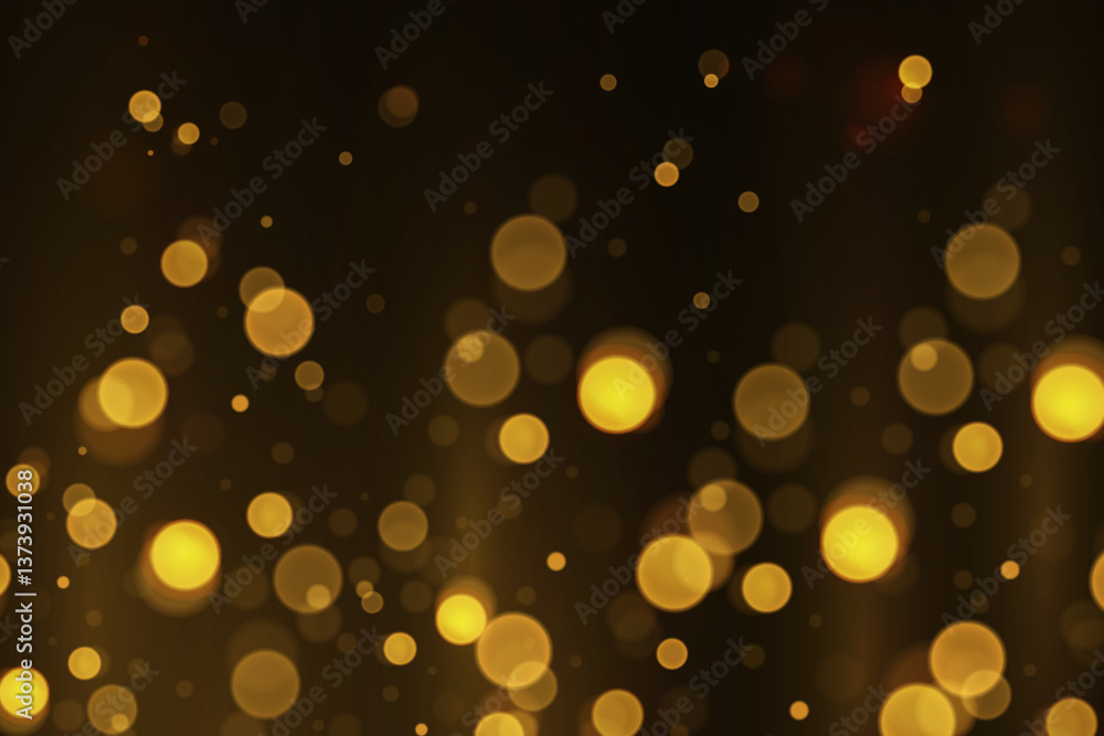 Poster sparks and golden stars shine with special light on a black background. christmas concept bokeh. abs