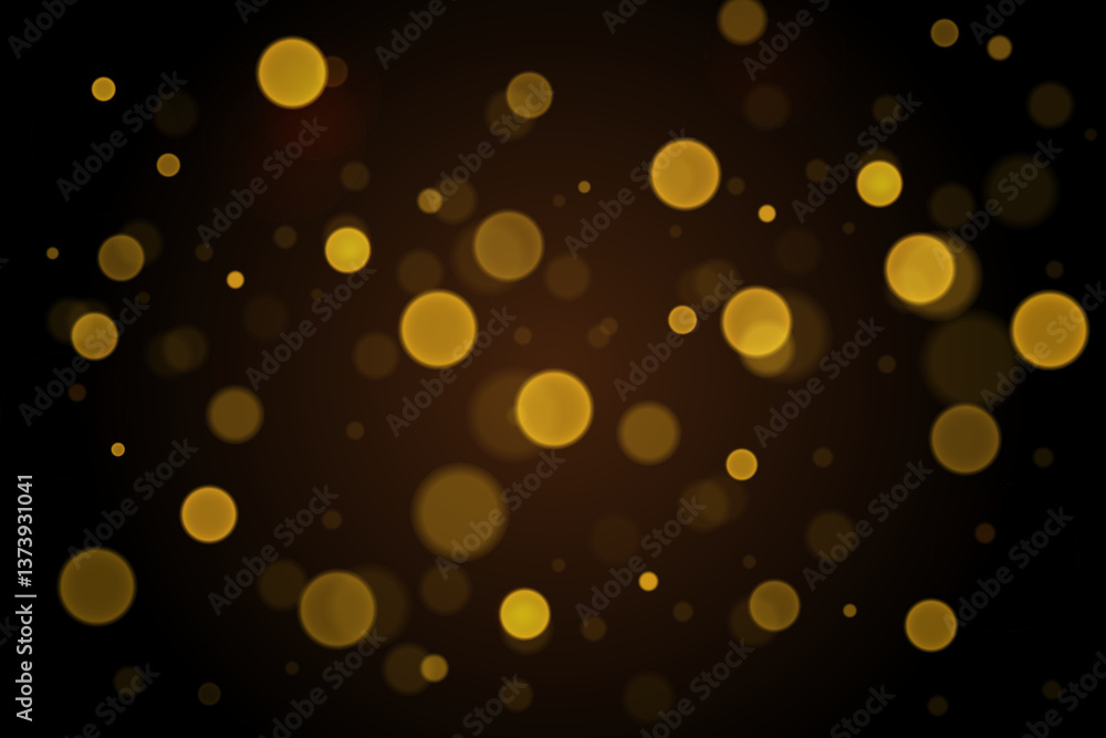 Poster sparks and golden stars shine with special light on a black background. christmas concept bokeh. abs