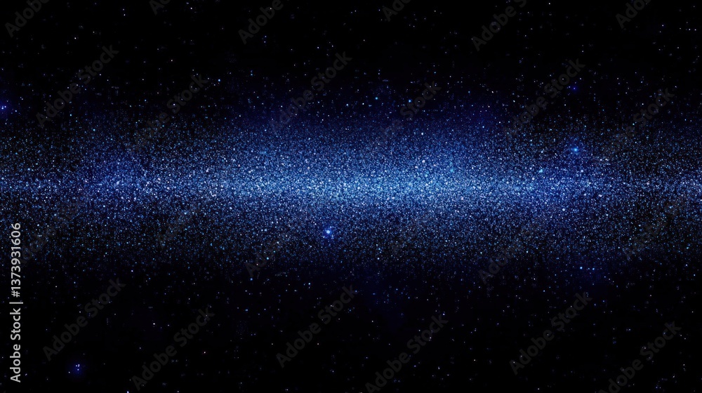 Poster a dark blue gradient background with small, twinkling light particles floating in the distance.