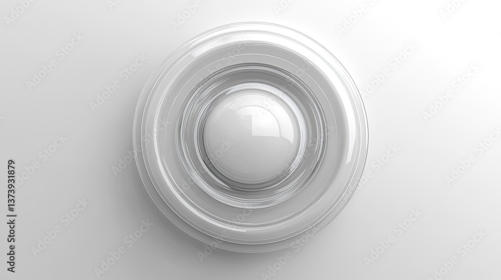 Poster abstract white circular design with glossy surface and depth effect