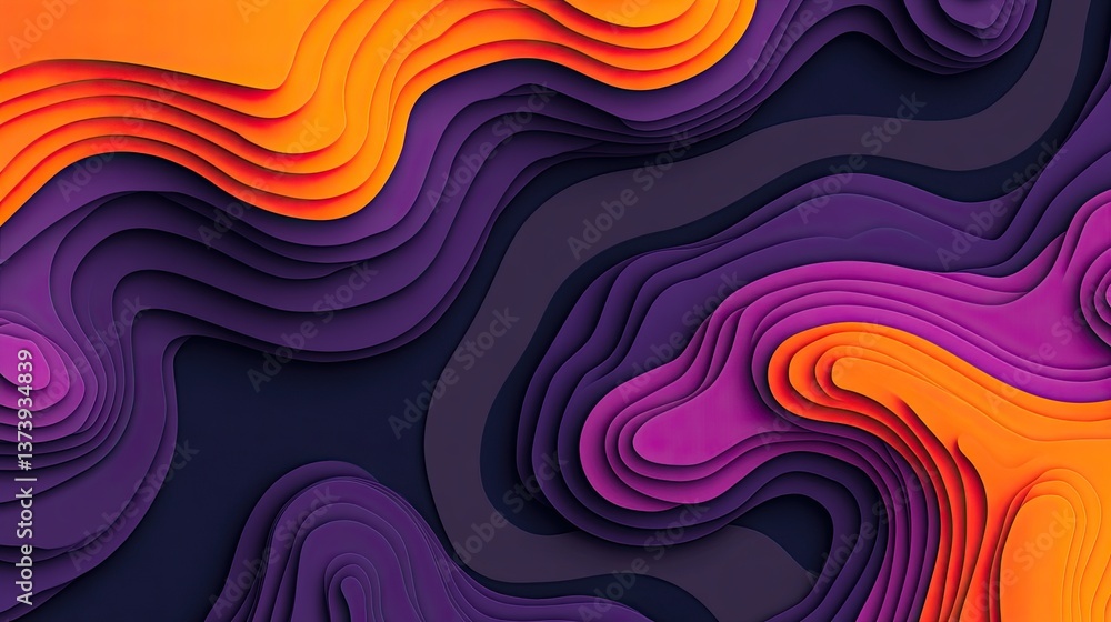 Poster modern smooth gradient with bright orange transitioning into deep purple, ideal for tech or web inte