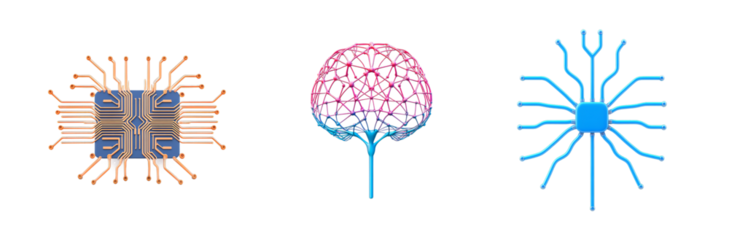 Artificial intelligence concept, neural network, machine learning, digital brain, technology, ai art transparent background