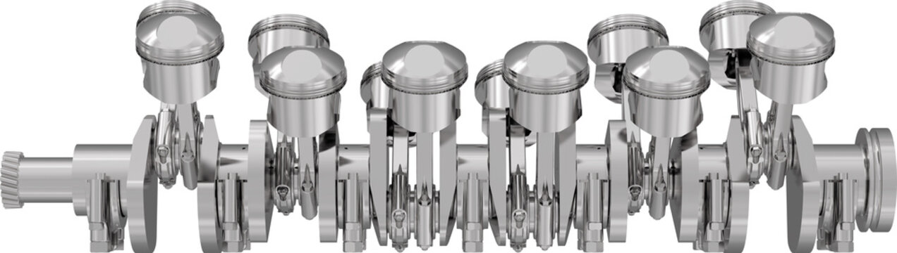 v12 crankshaft assembly automotive isolated engine part car