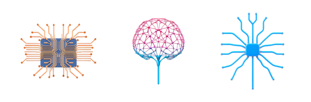 Artificial intelligence concept, neural network, machine learning, digital brain, technology, ai art transparent background