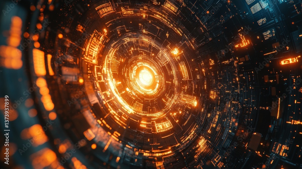 Poster a digital security theme with encrypted codes, cybersecurity shields, and futuristic firewall protec