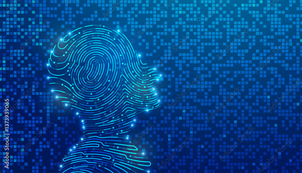 Poster concept of deep learning or machine learning, graphic of artificial intelligence combined with circu
