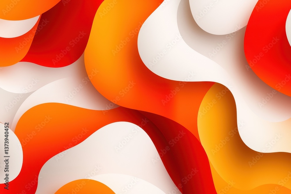 Poster abstract background with dynamic waves in red, orange, and white hues. modern design and fluid motio