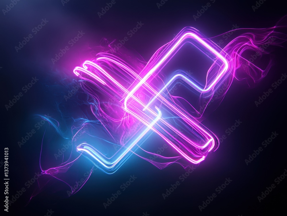 Poster abstract glowing light trails on a black background. neon colors create a mesmerizing and dynamic ef