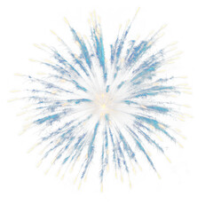 Vivid blue and gold firework burst with golden flame tips, png format, transparent background, celebration design