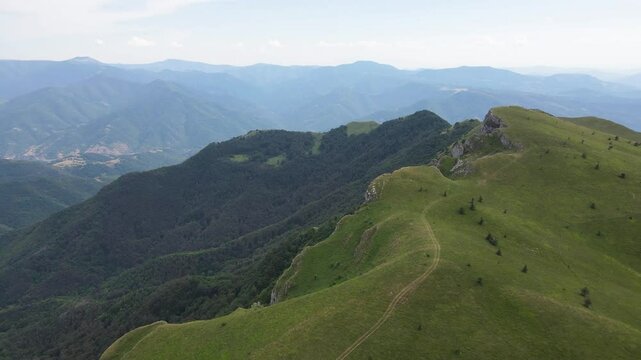 Amazing Aerial Summer Landscape of Kobilini steni (Mare's Walls) at Balkan Mountains, Bulgaria