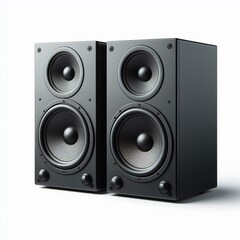 Isolated black audio speaker on white