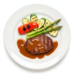 Grilled Steak with Vegetables and Sauce