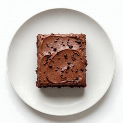 Chocolate Frosted Brownie on White Plate