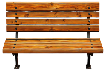 Wooden park bench with metal supports