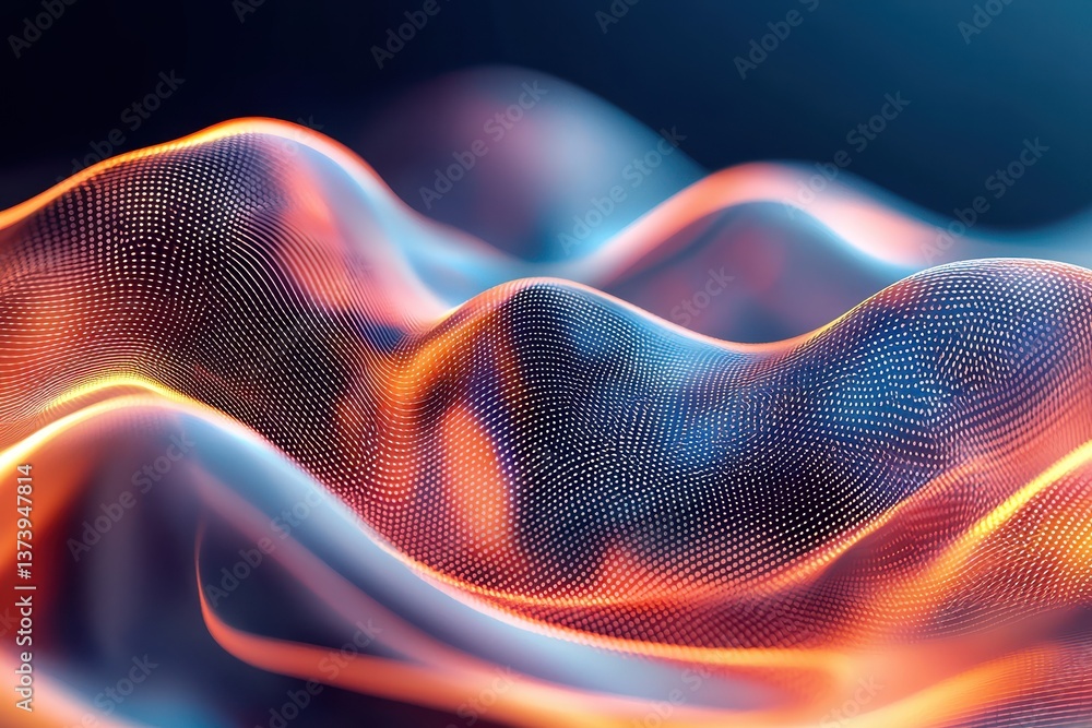 Poster abstract digital wave of light and dark colors for tech concept, data visualization, networking tech