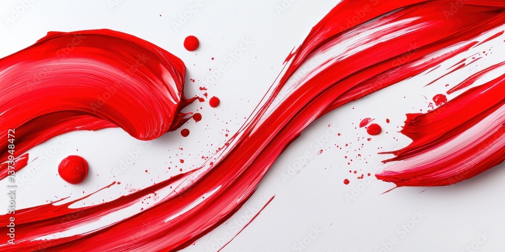 Poster dynamic streaks of vibrant red flow across a pristine canvas, creating a captivating abstract design