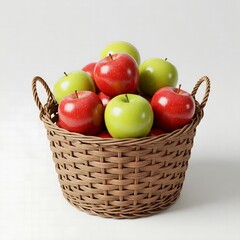 Basket of Fresh Red and Green Apples  