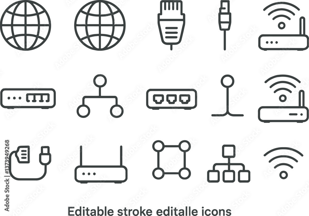 Poster network icons illustrating connectivity concepts and modern communication equipment in a digital con