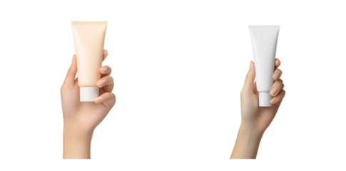 Premium skincare cream tube set, oz each, moisturizing lotion for face and body, travel size, two pack transparent background